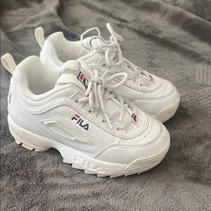 Fila Kids White and Red Sneakers